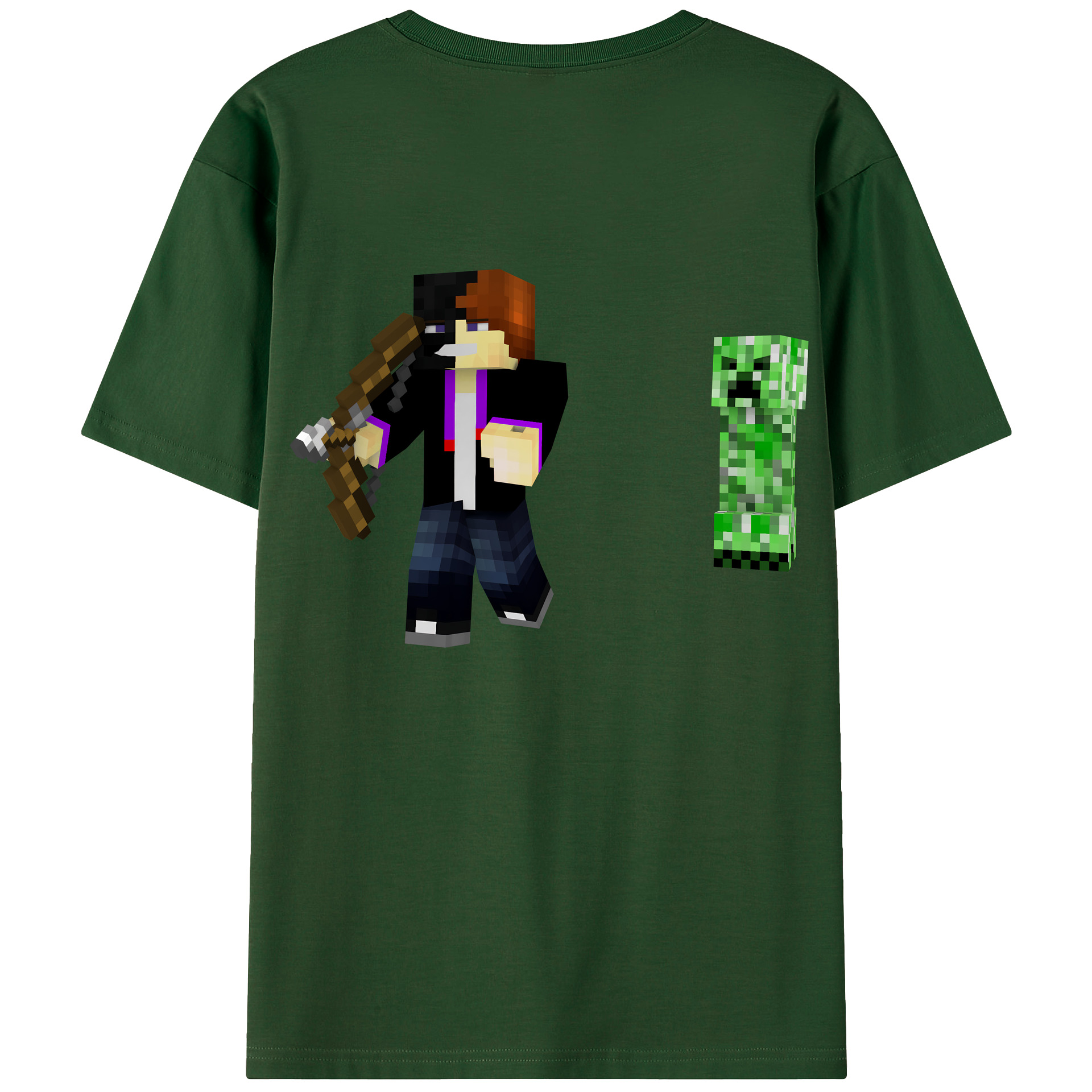 （画像用） マインクラフト ブロックの世界 Minecraft MC Block world 綿100％半袖Tシャツ（背面プリント）